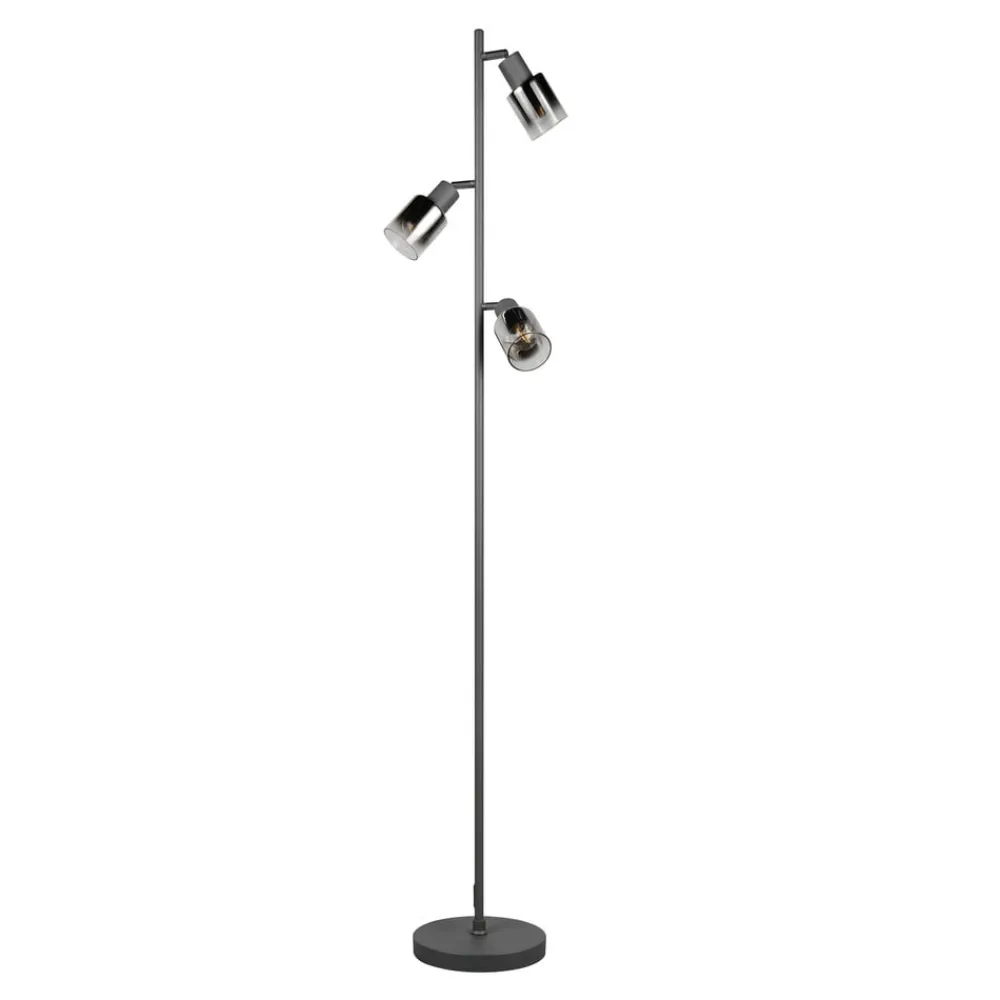Reality Leuchten Gulvlampe Cadiz, sort/antracit, 3 lyskilder, højde 154 cm