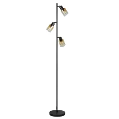 Reality Leuchten Gulvlamper>Gulvlampe Cadiz, sort/ravfarvet, 3 lyskilder, højde 154 cm