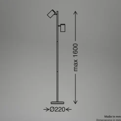 Gulvlampe Duta, sort/lys træ, højde 160 cm metal/træ^Briloner Best