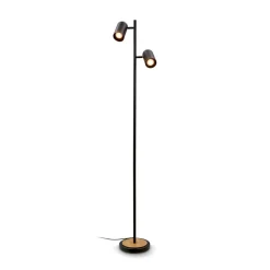 Gulvlampe Duta, sort/lys træ, højde 160 cm metal/træ^Briloner Best