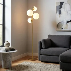 Opviq Gang|Pendellamper>Gulvlampe Fazli, guld, glas/metal, højde 162 cm, E14