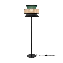 Gulvlampe Gazebo, grøn/sort/natur, 147 cm, stof/rattan^Luce Ambiente Design Clearance