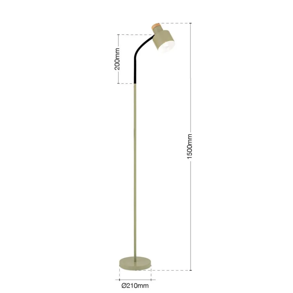 ORION Gulvlampe Gili, stål, lysegrøn, højde 150 cm, E27