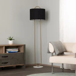 Avonni Gulvlampe LM-9112-1E, marmorfod, tekstilskærm