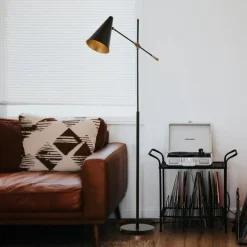 Gulvlampe Nelu, sort, højde 185 cm, metal, justerbar^Avonni Outlet