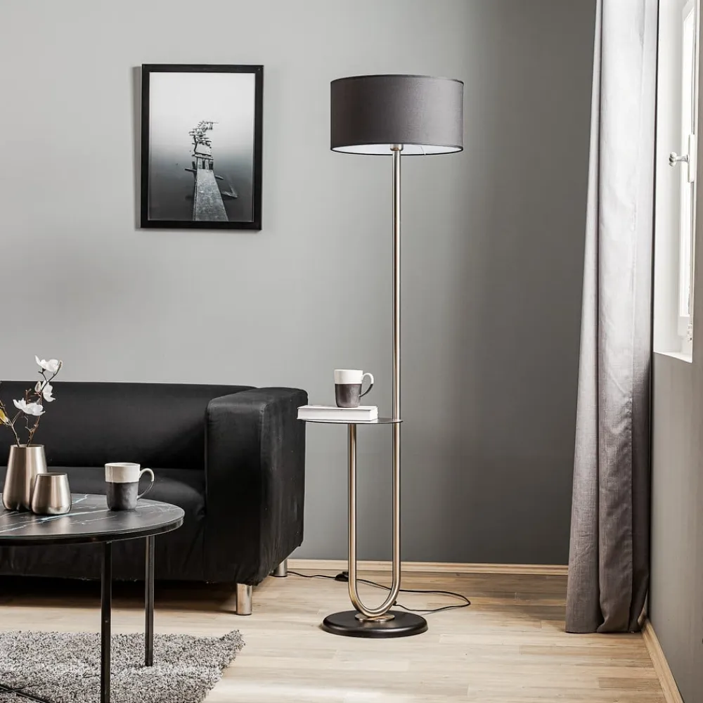 ONLI Gulvlamper>Gulvlampe Pongo med stofskærm og hylde