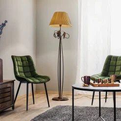 ONLI Gulvlamper>Gulvlampe Quercia, stofskærm og egeblade