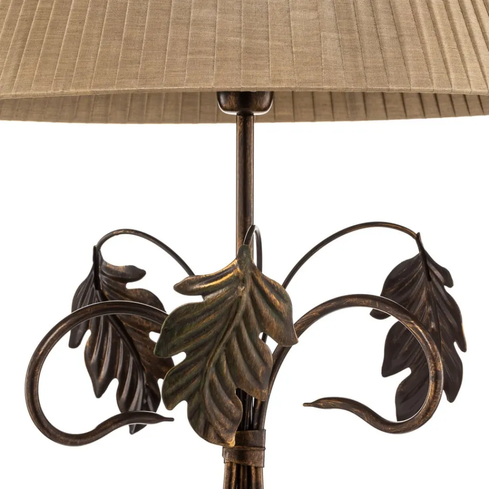 ONLI Gulvlamper>Gulvlampe Quercia, stofskærm og egeblade