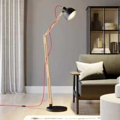 Lamkur Gulvlamper|Gulvlamper>Gulvlampe Skansen, justerbar, sort