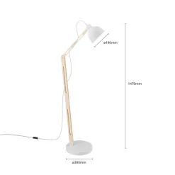 Gulvlampe Skansen, justerbar, hvid^Lamkur Discount