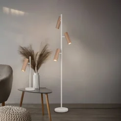 Trio Lighting Gulvlamper|Gulvlamper>Gulvlampe Soka, brun/grå, højde 150 cm, metal, 3 lyskilder.