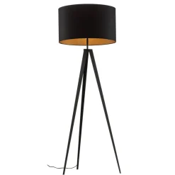 Domiluce Gulvlampe Tago, treben, skærm sort/guld