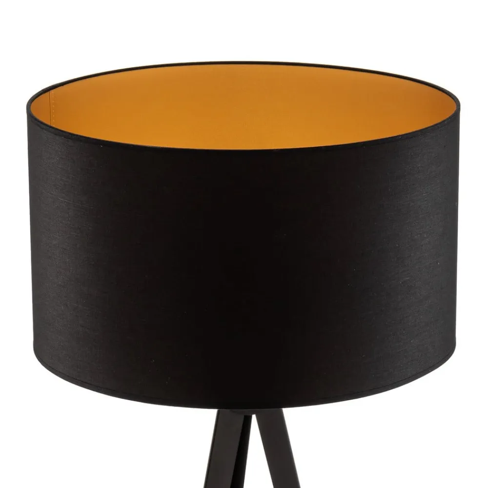 Domiluce Gulvlampe Tago, treben, skærm sort/guld