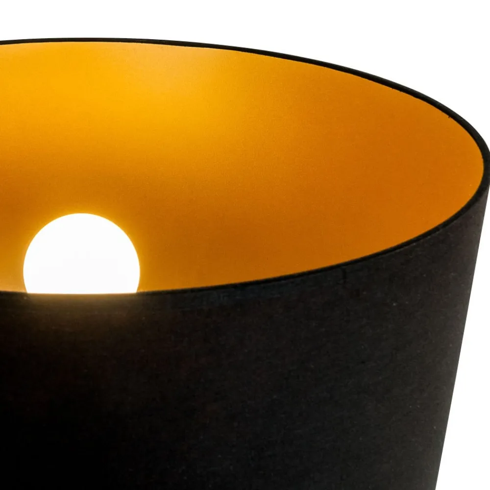 Domiluce Gulvlampe Tago, treben, skærm sort/guld