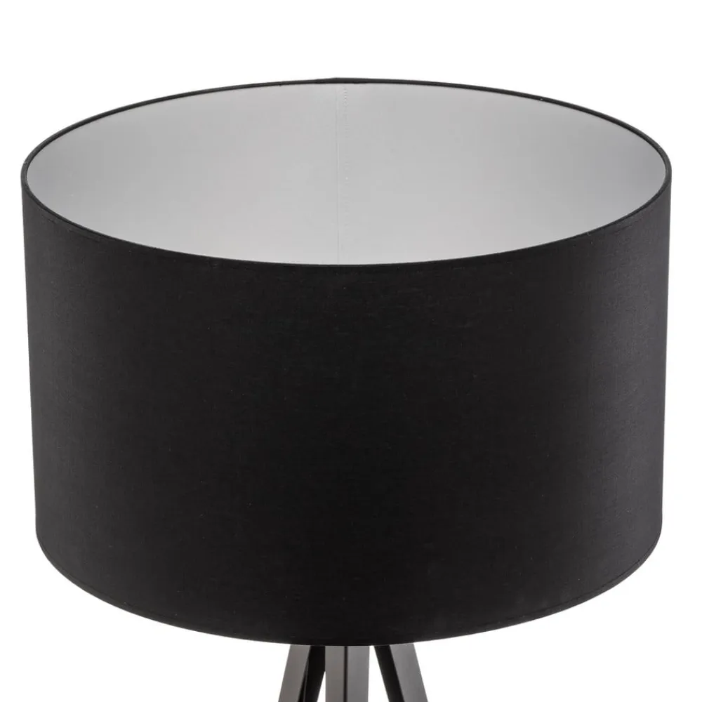 Euluna Gulvlampe Tago, treben, skærm sort/sølv