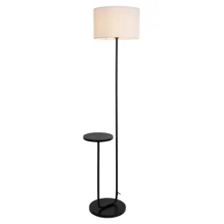 Näve Gulvlampe Tordis, sort/hvid, tekstil, højde 157 cm Hylde
