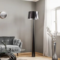 Aluminor Gulvlampe Totem LS med krom-finish, sort