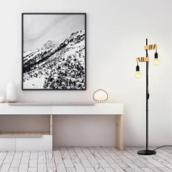 EGLO Gulvlampe Townshend 2 lyskilder sort/lyst træ