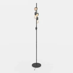 EGLO Gulvlampe Townshend 2 lyskilder sort/lyst træ