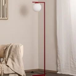 ALDEX Gulvlamper>Gulvlampe Zac, opal/vinrød, 1 lyskilde