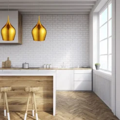 Gyldent glimtende hængelampe Vibrant^Searchlight Sale