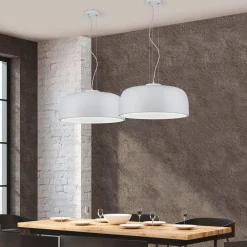 Trio Lighting Halvskålformet pendellampe Baron i mat hvid