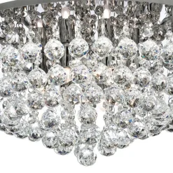 Searchlight Hanna loftlampe, krom, glaskrystalkugler, 55 cm