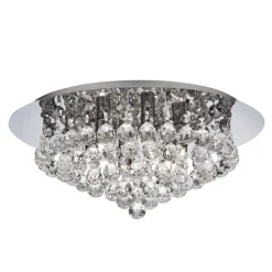 Searchlight Hanna loftlampe, krom, glaskrystalkugler, 45 cm