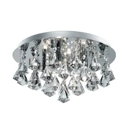 Searchlight Loftlamper>Hanna loftlampe, rund, IP44, 38 cm, krom pyramide