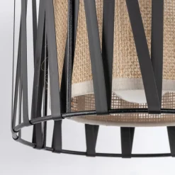 Harmony væglampe, sort, naturlig jute, med afbryder^TK Lighting Sale