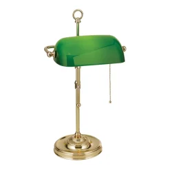 ORION Harvard banklampe med trækafbryder, messing/grøn