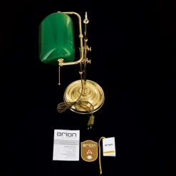 ORION Harvard banklampe med trækafbryder, messing/grøn