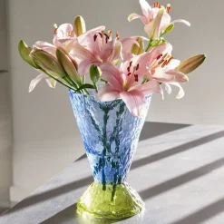 Hübsch Møbel Og Interiør>Abyss-vase, blå, glas, højde 29 cm, Ø 20 cm