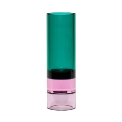 Astro fyrfadsstage, grøn/pink, krystalglas, 15 cm^Hübsch