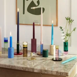 Hübsch Astro fyrfadsstage, brun/gul, krystalglas, 15 cm