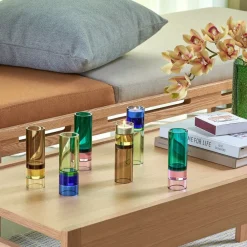 Astro fyrfadsstage, grøn/blå, krystalglas, 15 cm^Hübsch Hot