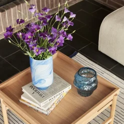 Aurora-vase, glas, blå, højde 18 cm^Hübsch Clearance