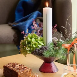 Stor sød glasskål, blå/rød, glas, Ø 25 cm^Hübsch Outlet