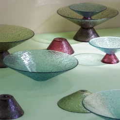 Stor sød glasskål, blå/rød, glas, Ø 25 cm^Hübsch Outlet