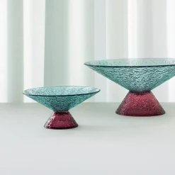 Stor sød glasskål, blå/rød, glas, Ø 25 cm^Hübsch Outlet