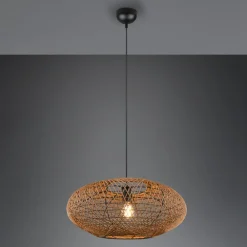 Trio Lighting Hedda hængelampe af sisal og metal