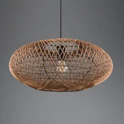 Trio Lighting Hedda hængelampe af sisal og metal