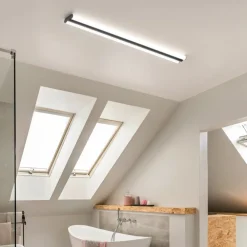 Helestra LED-spejllampe LOOM, længde 120 cm, sort, IP44