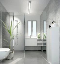 Helestra LED-spejllampe LOOM 2, længde 120 cm, IP44, CCT