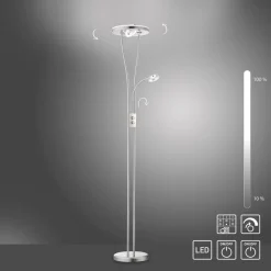 Helia LED-gulvlampe med læselampe, stål^JUST LIGHT. GmbH Online