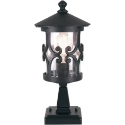 Hereford sokkellampe, sort, aluminium, glas, højde 34 cm^Elstead Online