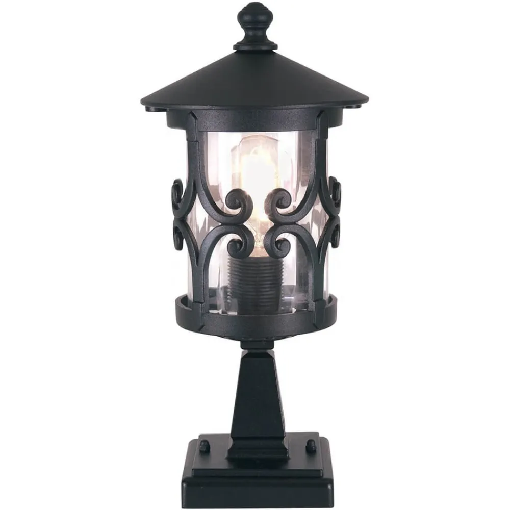 Hereford sokkellampe, sort, aluminium, glas, højde 34 cm^Elstead Online