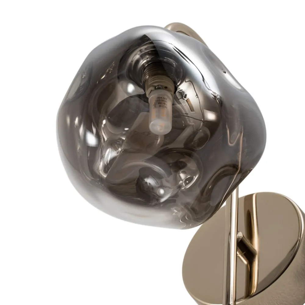 Herman væglampe, guldfarvet, højde 23 cm, glas, jern^Lucea Discount