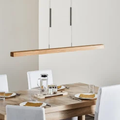 HerzBlut Leonora hængelampe, Down, 121 cm natur eg