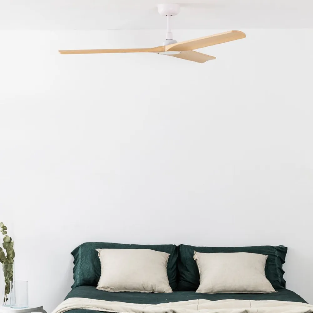 Heywood M loftventilator, DC, hvid/lyst træ^FARO BARCELONA Sale